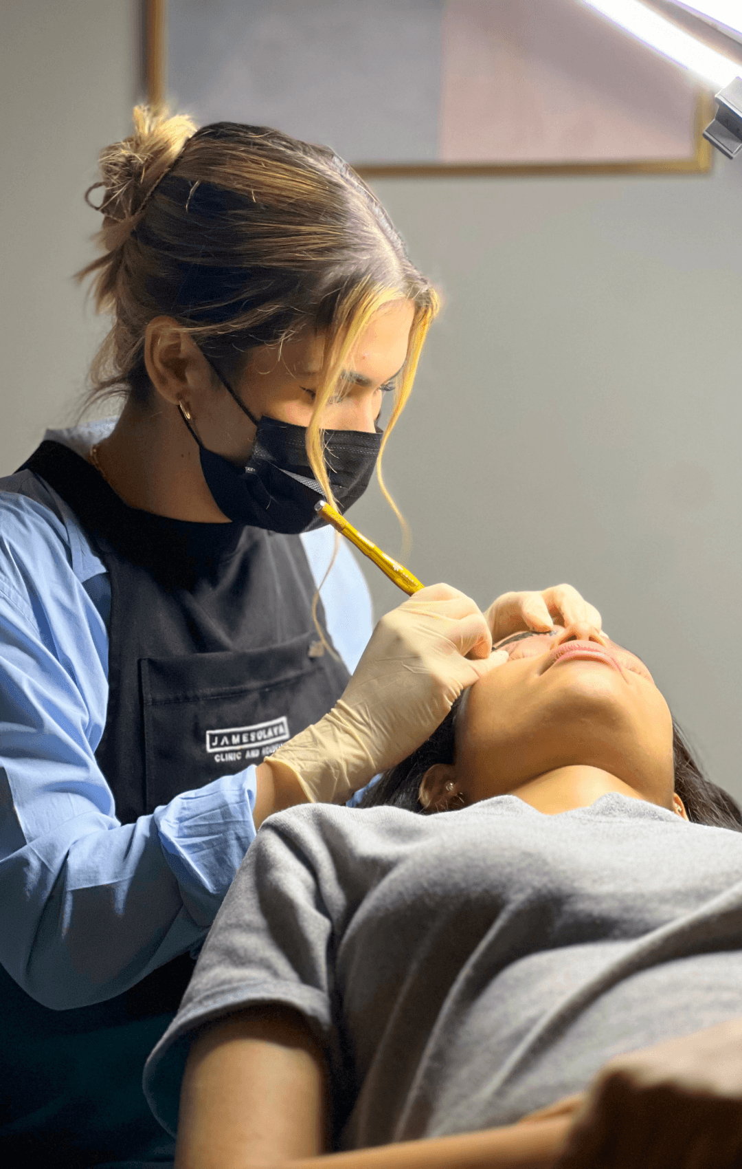 Close-up of natural permanent makeup result